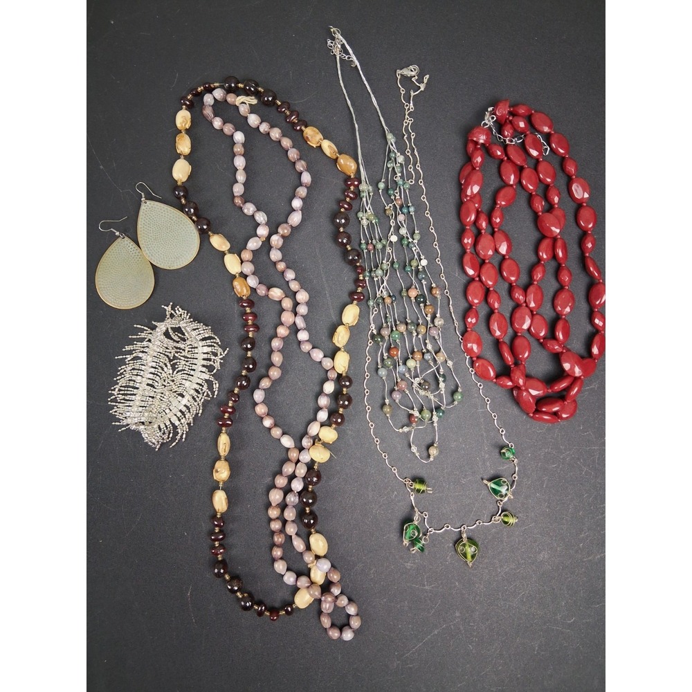Costume Jewelry Mix Boho Dainty Bling Glass Beads Natural Colors Lot of 7 Gypsy